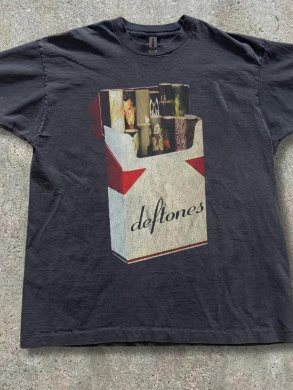 Gildan Black Deftones Cigarette Pack Graphic Tee